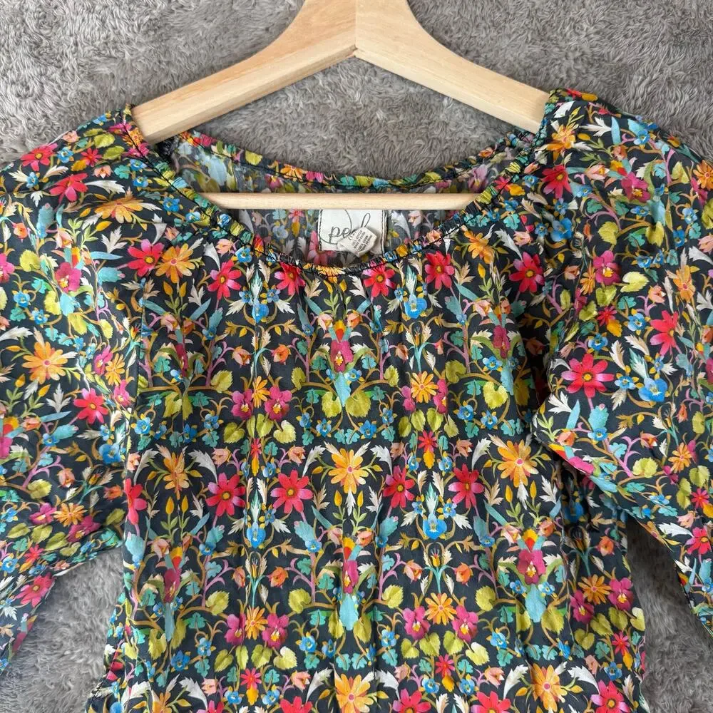 Peek Cotton Floral Peplum Ruffle Bell Sleeve Top Blouse Girls 2XL 12